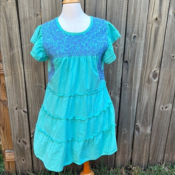 J. Marie embroidered a-line mini dress, size Large - Picture 2 of 8